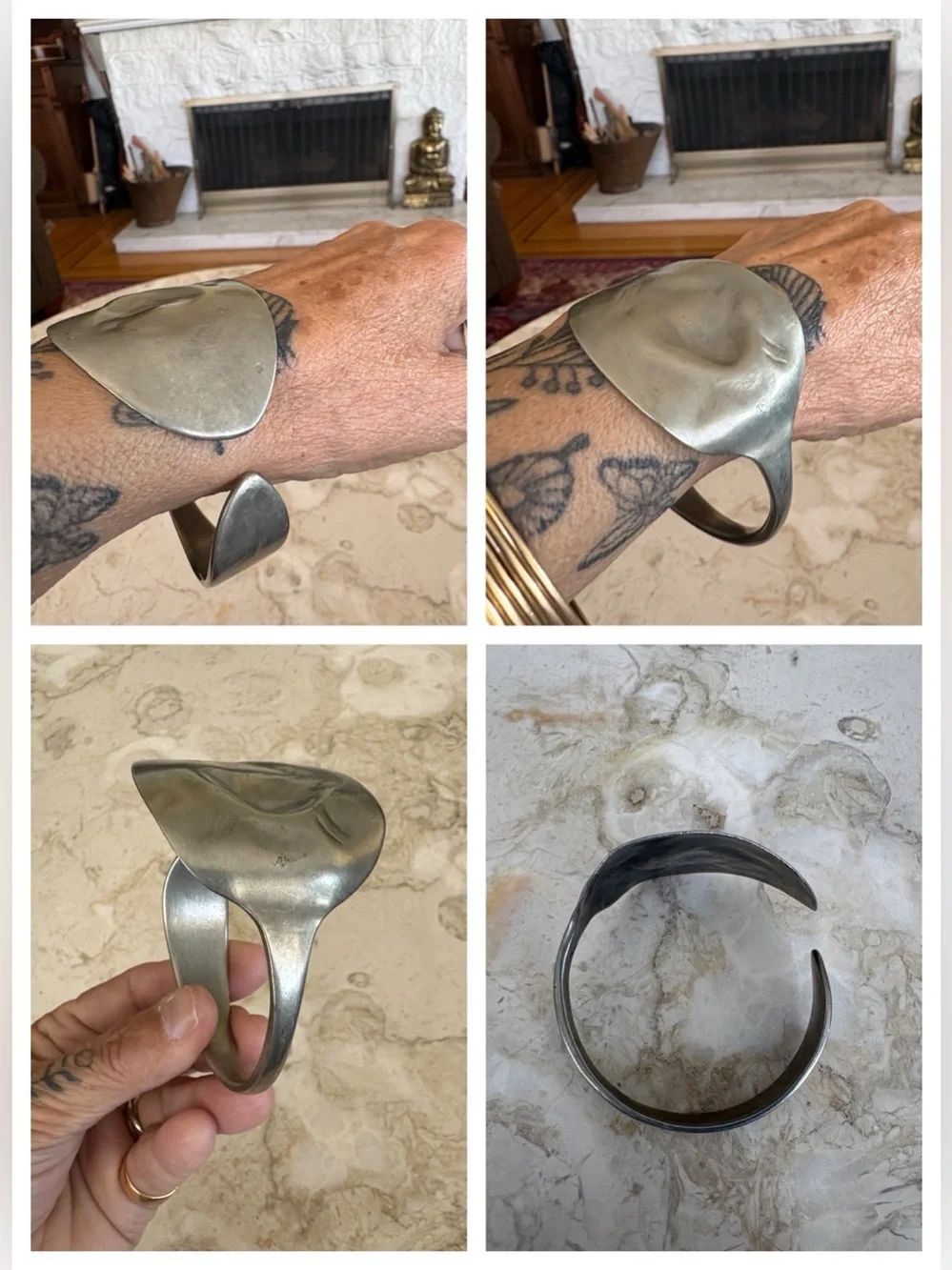 Handcrafted Repurposed Spoon Cuff Bracelet Artisan Upcycled Silverware Statement